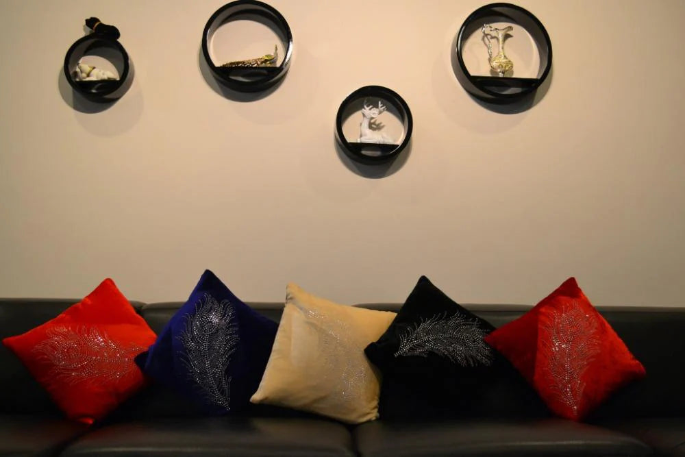 Luxurious Velvet Multi-Colored Cushion Cover Set Of 5 / Ruchi