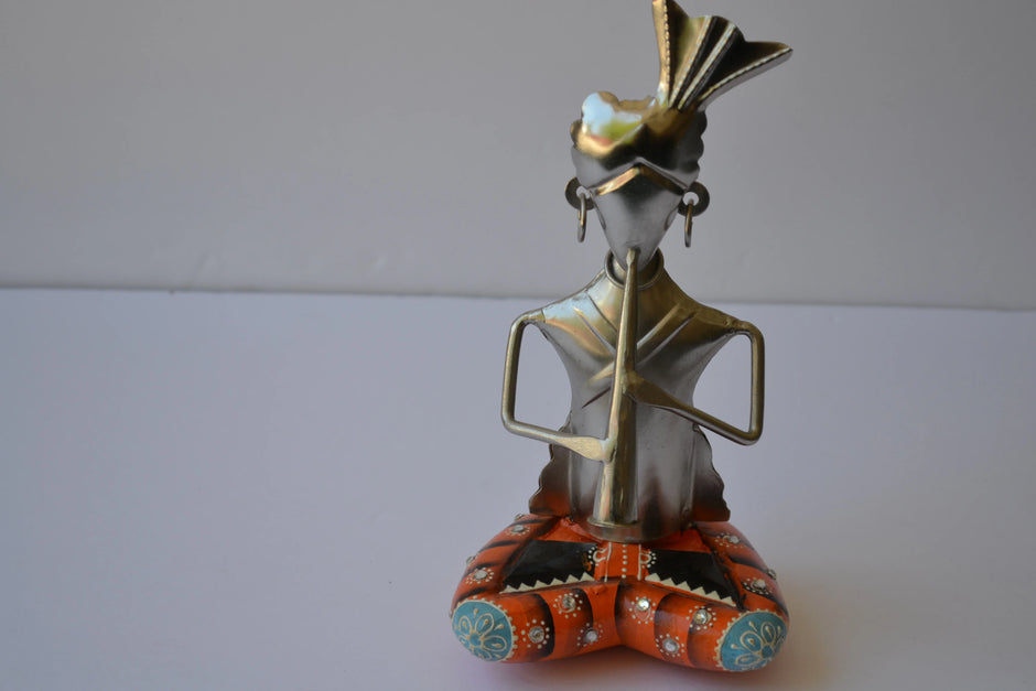 Elegant Metal Tribal Musician Statue / Ruchi