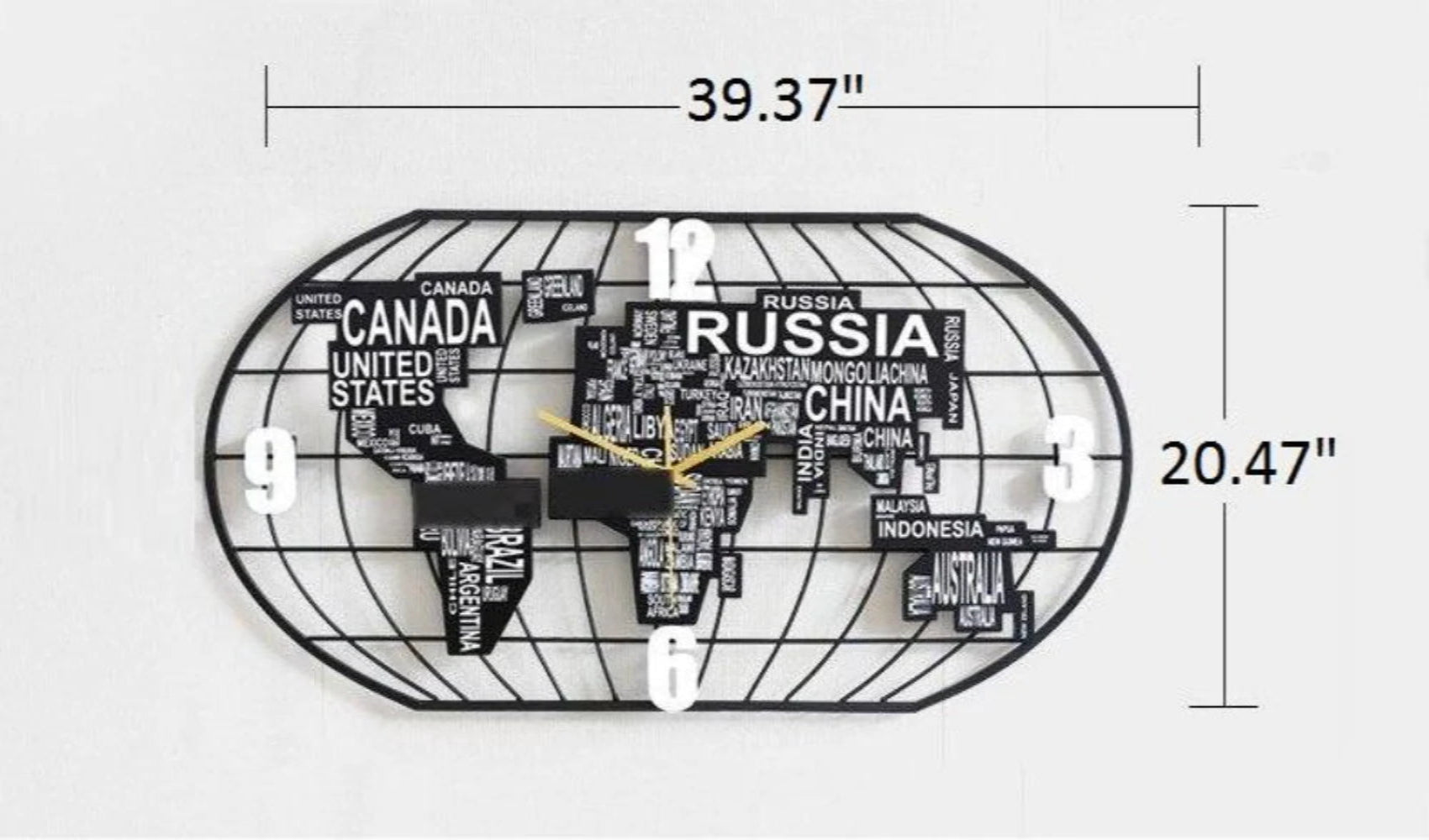 Elegant Metal 3D Abstract World Map Inspired Wall Clock / Ruchi