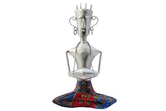 Handcrafted Robust 1 Pc Metal Statue Playing Musical Instrument / Ruchi