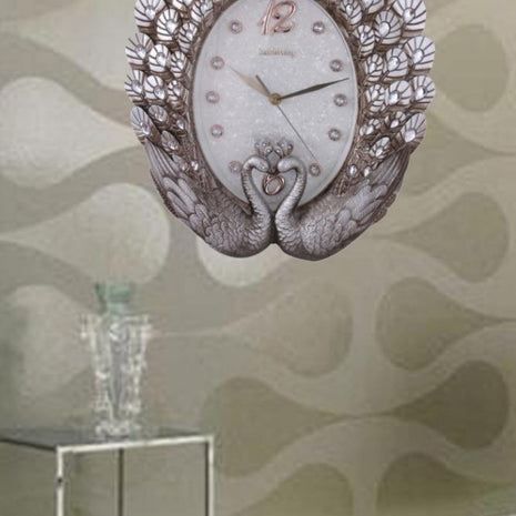 Aesthetic Peacock Design Glass Wall Clock / Ruchi