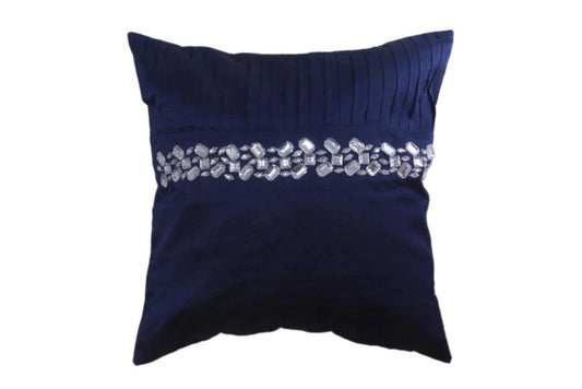 Aesthetic Pleated Embellished Silk Cushion Cover / Ruchi