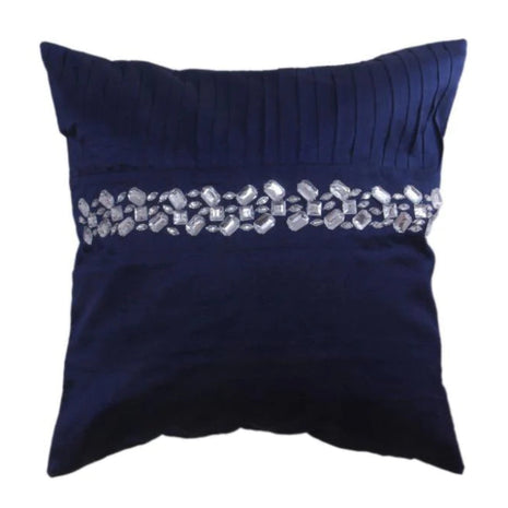 Aesthetic Pleated Embellished Silk Cushion Cover / Ruchi
