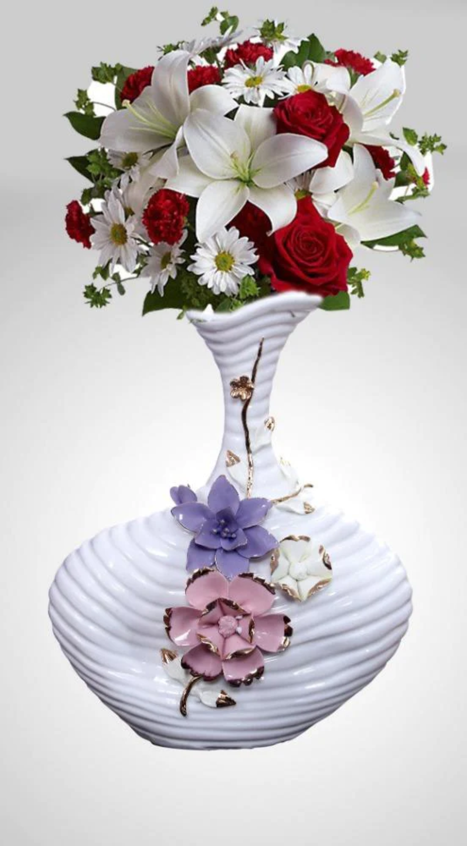 Minimal White Spiral Ceramic Vase / Ruchi