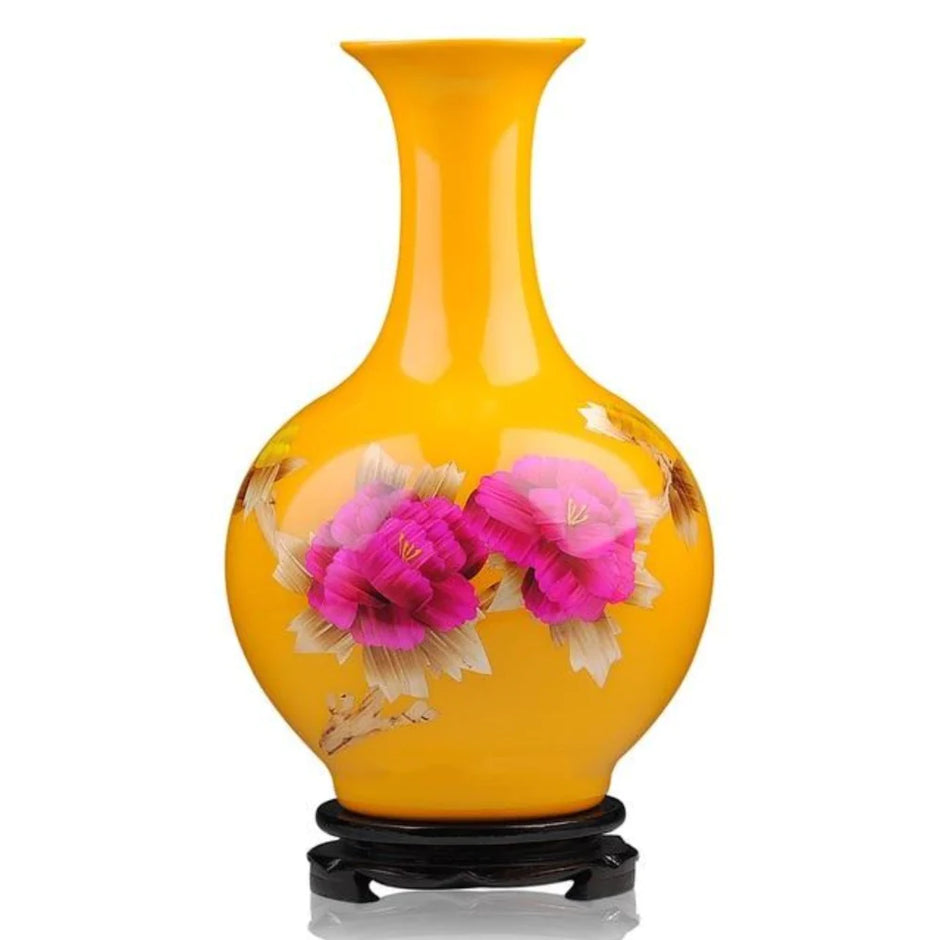 Skillfully Crafted Yellow Ceramic Vase / Ruchi