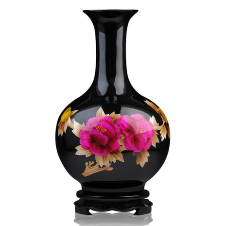 Hand-Painted Red Flower Ceramic Vase / Ruchi