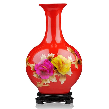 Glossy Red Porcelain Tabletop Vase / Ruchi