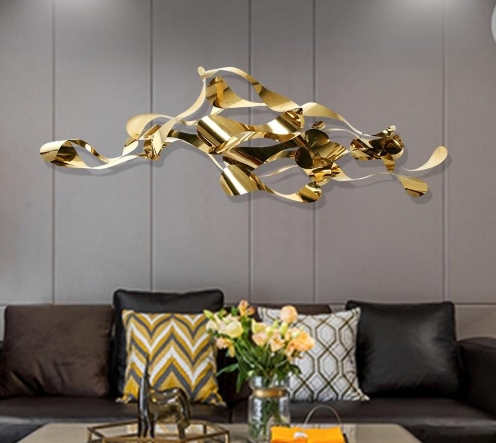 3D Metal Abstract Design Wavy Wall Hanging For Wall Décor / Ruchi