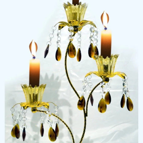 Striking Vintage 3-Tealight Glass Candle Holder / Ruchi