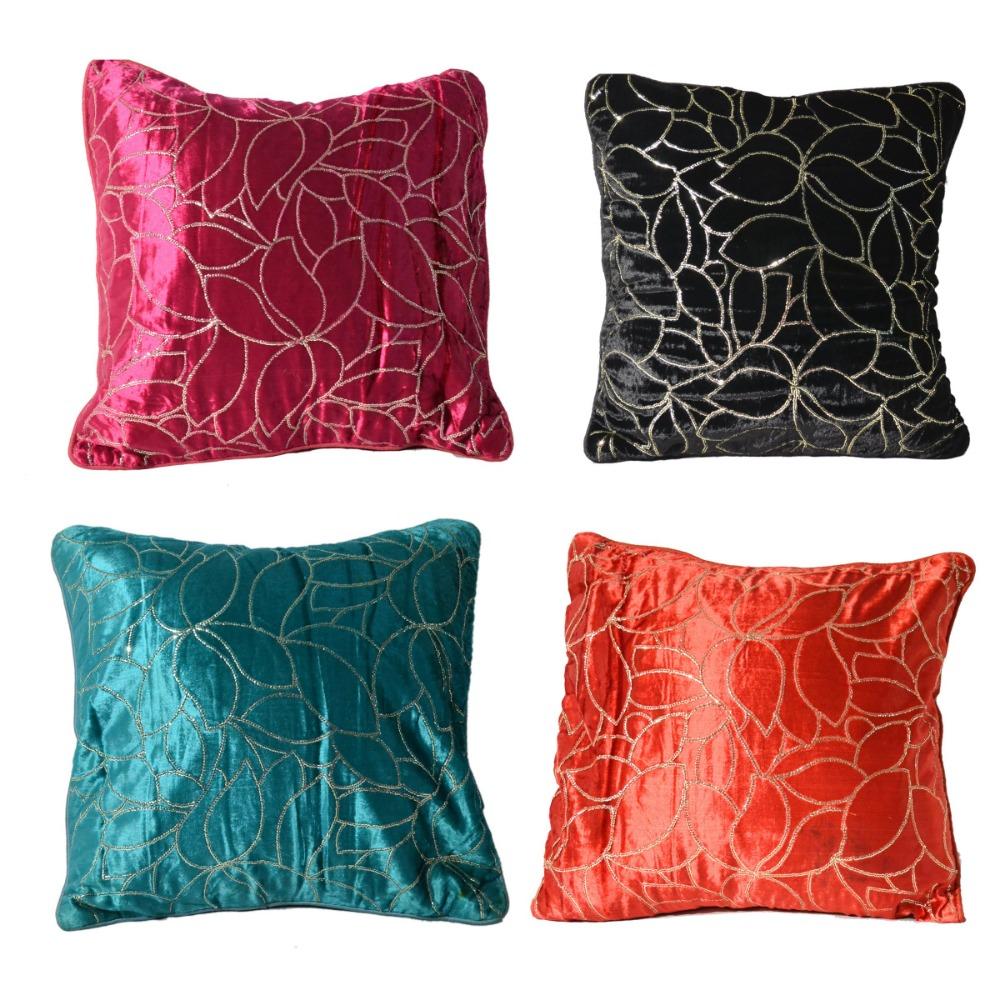 Multicolored Velvet Foil Printed Cushion Covers / Ruchi