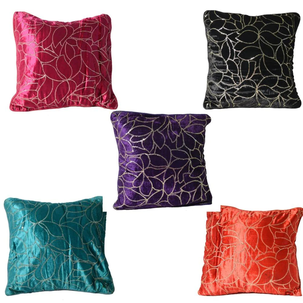Multicolored Velvet Foil Printed Cushion Covers / Ruchi