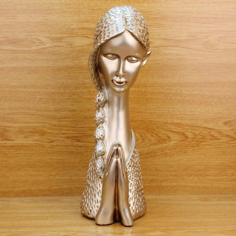 Vintage Praying Girl Resin Statue / Ruchi