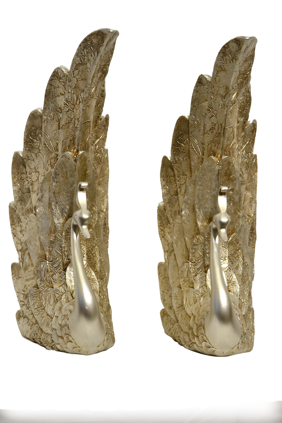 2 Piece Golden Metal Peacock Figurine / Ruchi