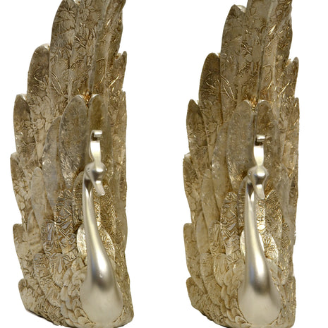 2 Piece Golden Metal Peacock Figurine / Ruchi