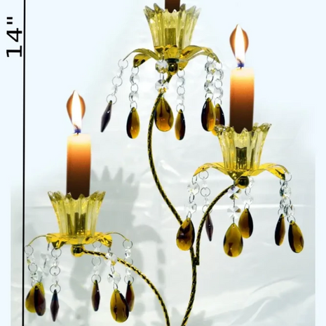 Striking Vintage 3-Tealight Glass Candle Holder / Ruchi