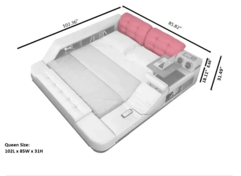 Queen Modish Minimal Fabric Smart Bed / Ruchi