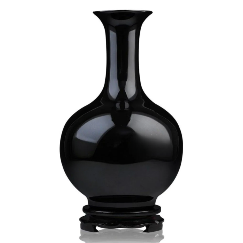 Hand-Painted Red Flower Ceramic Vase / Ruchi