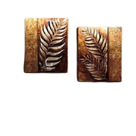 2PCS Golden Leaf Oil Painted Canvas / Ruchi