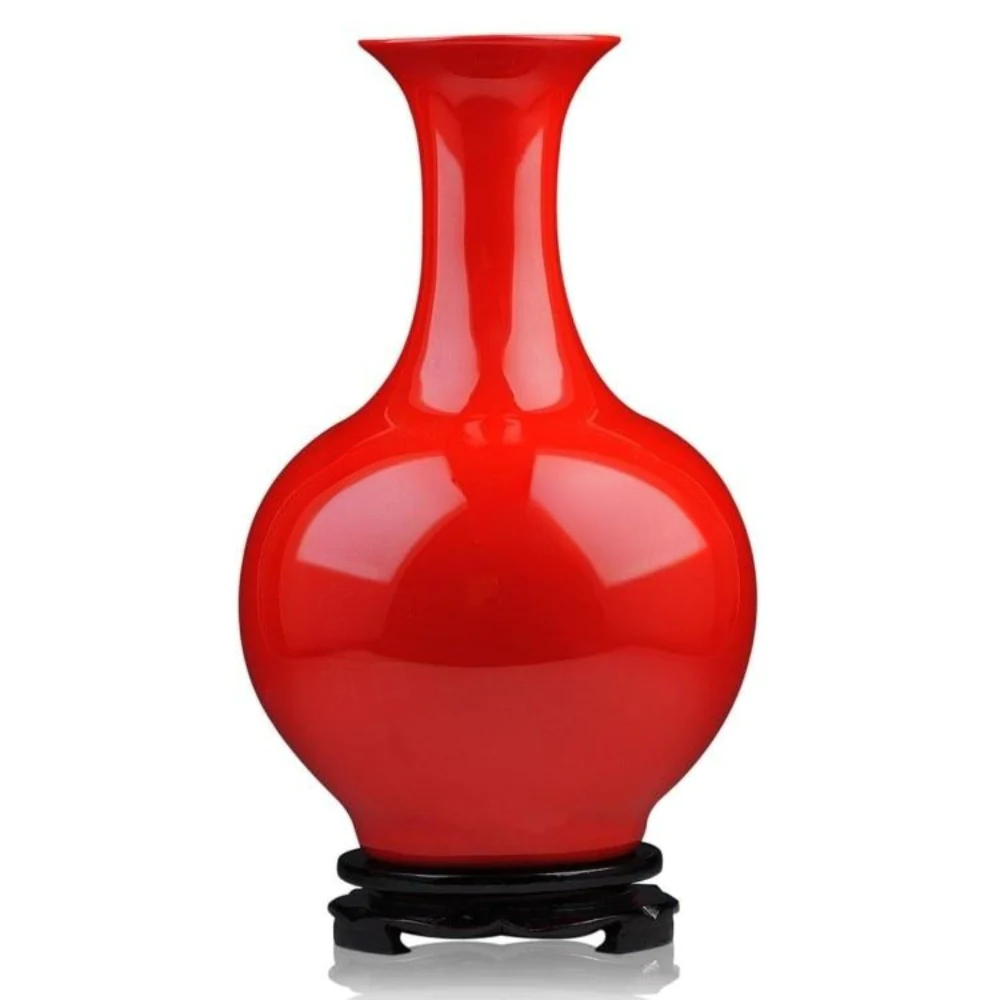 Glossy Red Porcelain Tabletop Vase / Ruchi