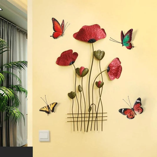 Charming Floral & Butterflies Themed Metal Wall Hanging / Ruchi