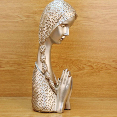Vintage Praying Girl Resin Statue / Ruchi