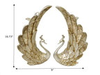 2 Piece Golden Metal Peacock Figurine / Ruchi